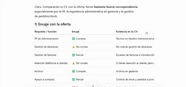 Captura: Pega la oferta y tu currículum
