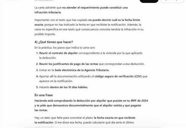 Captura: Pide la explicación