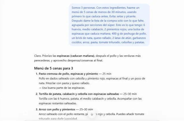 Captura: Pide el menú