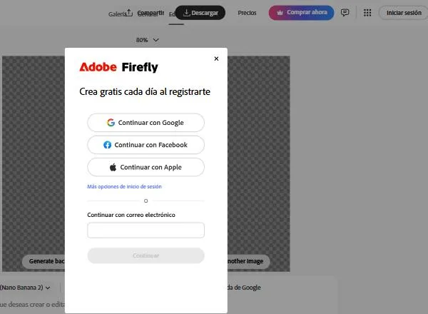 Captura: Pulsa Descargar e inicia sesión