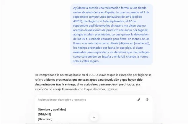 Captura: Pide la reclamación