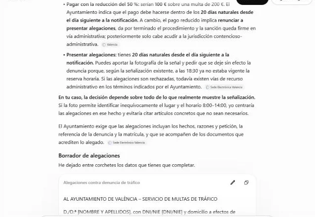 Captura: Pide opciones y alegaciones