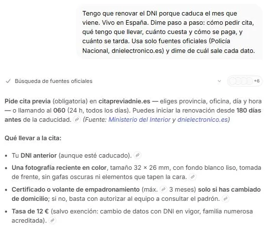 Captura: Pregunta a Brave por tu caso
